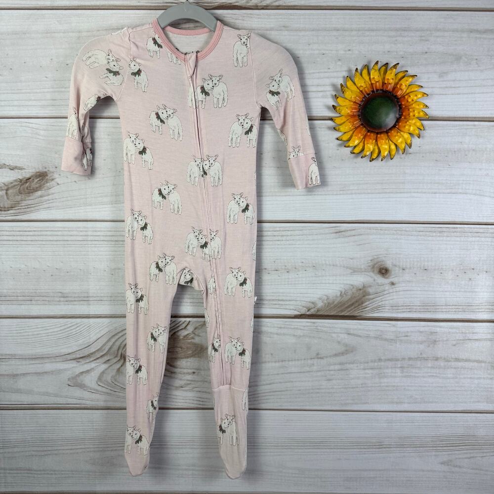 Free Birdees Lamb Bamboo Viscose Footie Pajamas Pink 18-24 Months